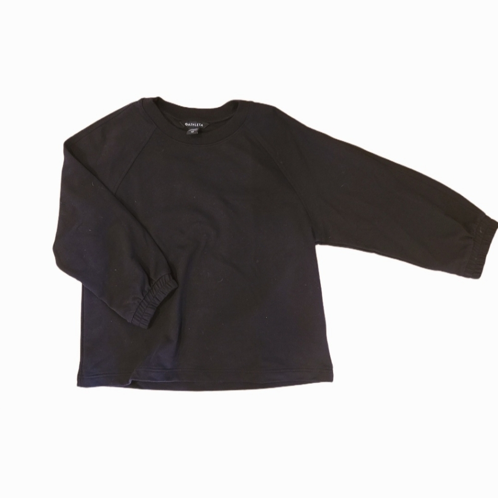 ATHLETA - Black Crewneck Raglan Sleeve Sweatshirt with elastic cuff - Size XS